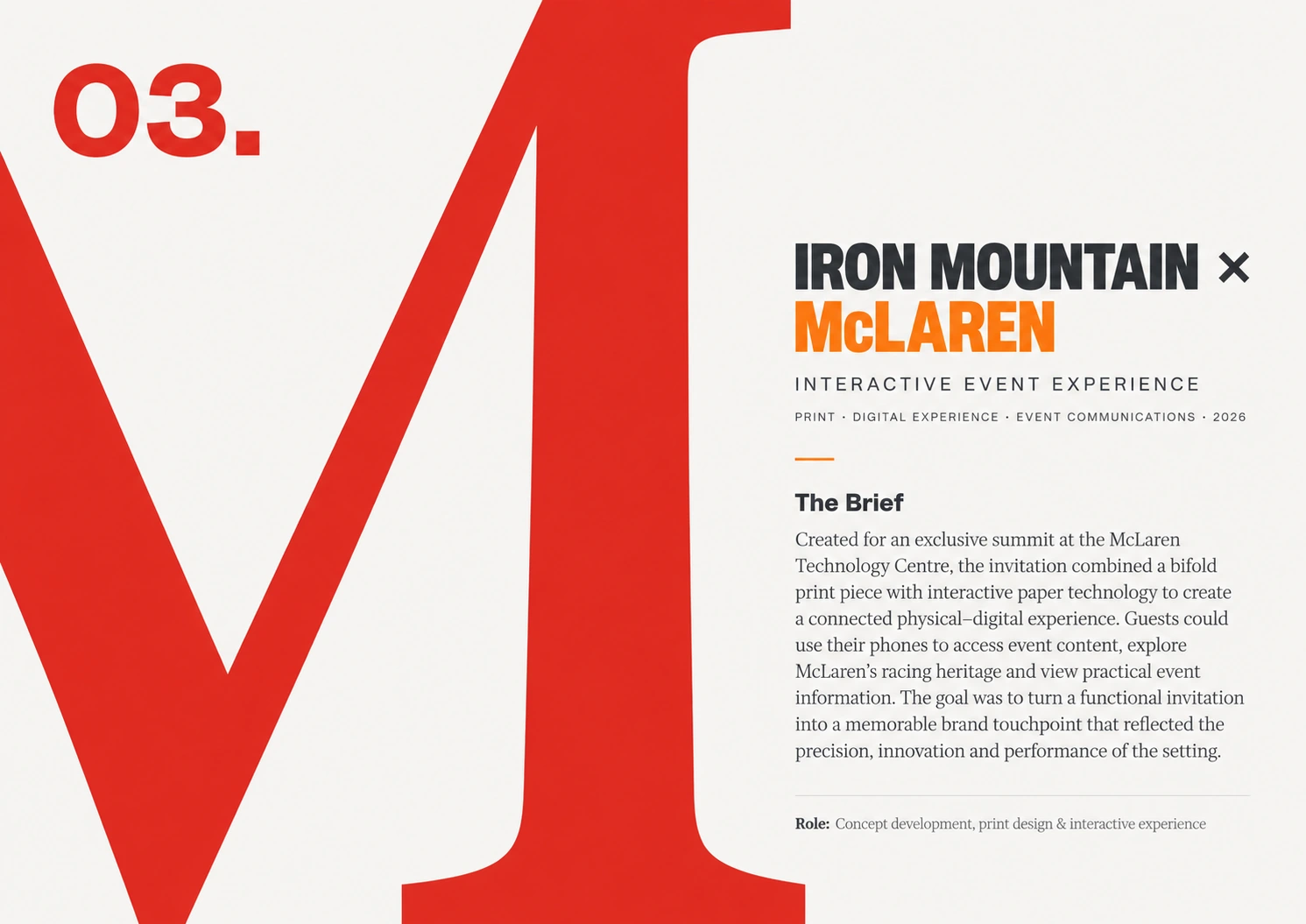 Iron Mountain and McLaren interactive event experience — brief